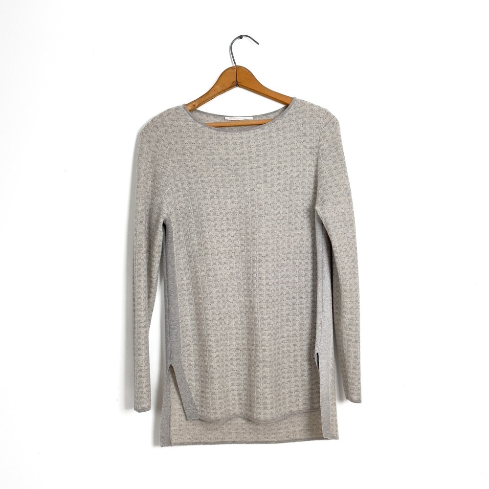 Nordstrom Collection Gray Cashmere Long Sleeve Sweater Soft‎ Knit Luxury - M